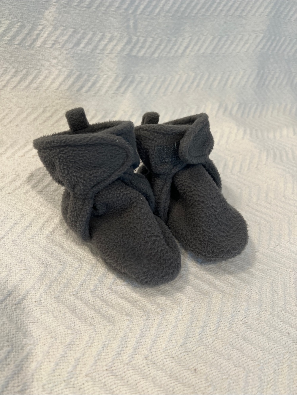 Fleece Baby Booties with Hook-and-Loop Closure - Dark Gray